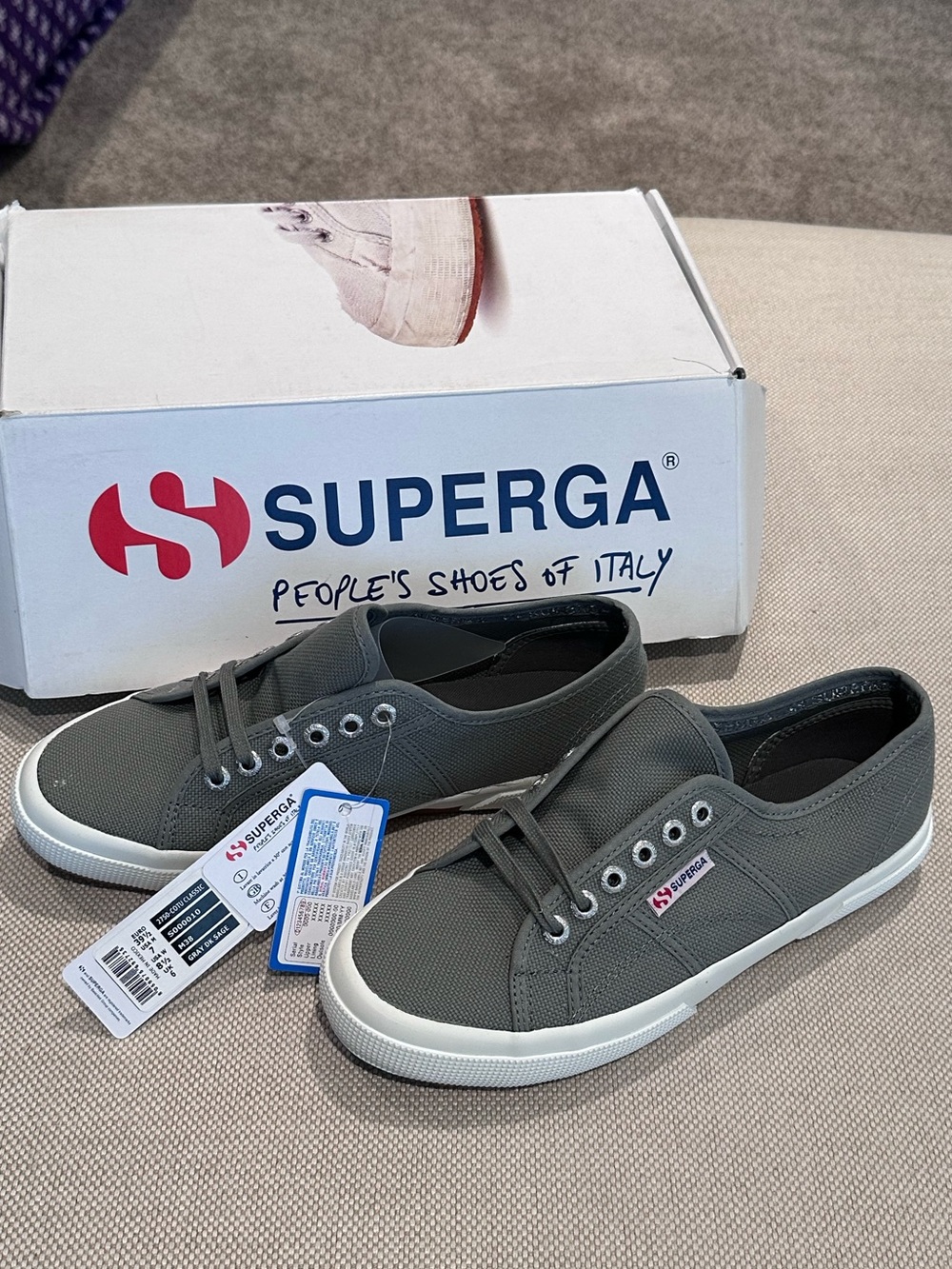 SUPERGA size 8.5 Grey Dark Sage Classic Unisex 2750 Sneakers NEW $60
